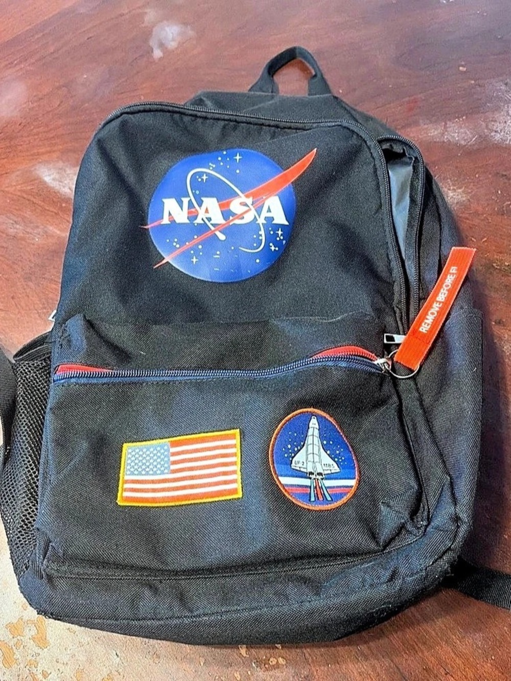 MAD ENGINE NASA Space Shuttle Patches Backpack Black & Red